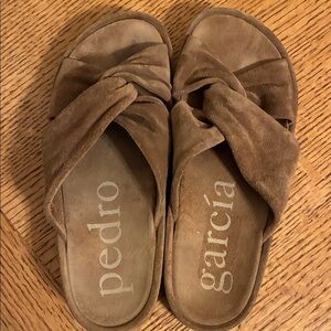 Pedro Garcia Suede Criss Cross Slides/Sandals - 36.5